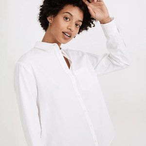 Madewell White Side-Button Oversized Ex-Boyfriend Shirt - Size L
